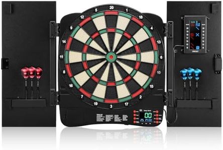 Electronic Dartboard Cabinet, Digital Soft Tip Dartboards with LED Scoreboard, Dart Board Set with 40 Games 420 Variants, 6 Darts, 100 Tips