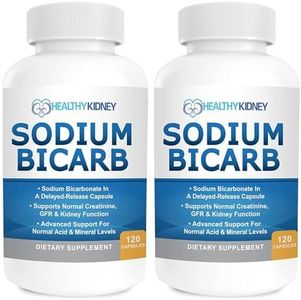 Sodium Bicarbonate 650mg Capsules Delayed Release for Supporting Normal Kidney Function & Kidney Supplement. Sodium Bicarbonate for Acid Relief, Alkalinity 120 Pills 2-Pack