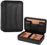 GALINER Leather Travel Humidor Cigar Box Cedar Wood Portable Cigar Case Humidifier Box Fit 4 Cigars