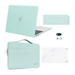 MOSISO Compatible with MacBook Air 13 inch Case 2022-2018 Release A2337 M1 A2179 A1932 Retina Display, Air 13.3 inch Plastic Hard Shell&Bag&Keyboard Skin&Webcam Cover&Screen Protector, Mint Green