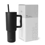 Simple Modern 40 oz Trek Tumbler with Handle and Straw | Insulated Stainless Steel Water Bottle Iced Coffee Cup Travel Mug | Gifts for Women | 40 oz | Midnight Black