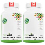 PlantVital Organic Milk Thistle Extract Capsules - Made in Canada - Vegan - 80% Silymarin Flavonoids - Can support liver function and digestive disturbances - Non-GMO - 6 Months Supply - 180 Capsules