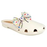 CASSIEY Latest Fashion Slippers For Women slipper Printed Bow design Slip on Flat Sandals- Cream