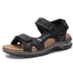 Men's Sandals Open-Toe Leather Outdoor Hiking Sandals Athletic Beach Shoes Water Beach Sandals