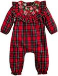 Mud Pie Baby Girl Bodysuit, Tartan Embroidered, 9-12 Months