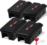Roshield Compact Rodent Bait Stations for Rats & Mice, Tamper-Resistant, Reusable, Durable, Weatherproof & Safe for Indoor & Outdoor Use, Secure Lock & Metal Rod for Pest Management (4 Pack, Empty)