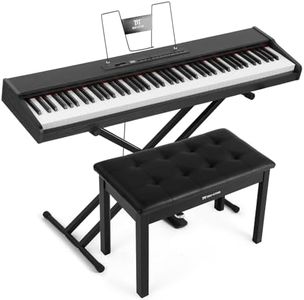 MUSTAR 88 Key Piano Keyboard with Piano Bench, Digital Piano 88 Semi Weighted Keys for Beginners, Portable Electric Piano Keyboard 88 Keys with Case, Sustain Pedal, USB/MIDI, Built-In Speakers (Blakc)