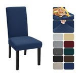 XINEAGE 4 Packs 2024 Newest Pattern Dining Chair Slipcover Parsons Chair Furniture Protector Stretch Chair Covers for Dining Room, Restaurant, Kitchen, Party (Navy Blue)