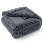 Luciphia Waterproof Dog Blanket, Pet Blanket for Bed Couch Sofa, Sherpa Fleece Cat Blanket for Small Medium Large Dogs, Reversible Furniture Protector Cover, Dark Gray Small Pack of 1（40" x 28"）