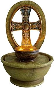 Ore International FT-1205/1L Cross LED Tabletop Fountain, 9-Inch
