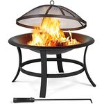 Sigdi/Fire Pits for Garden Steel Fire Bowl Outdoor Fire Brazier for Garden BBQ Patio Heater Camping Portable Fire Basket Heater Log Burning Bowl Wood Burner Charcoal Bonfire Bowl 57.4 cm