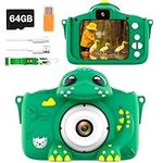 Kids Camera for Girls and Boys, 1080P 2.0" Screen Digital Camera for Kids with 64GB SD Card and Selfie Mode, Toddler Camera and Video Camera, Christmas and Birthday Gifts Toy for Age 3-10 (Green)