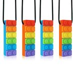 Sensory Chew Necklace 4 Pack Set, Seeway Rainbow Chew Toys for Autistic Children, Boys and Girls with ADHD, Teething, Anxiety, Biting Needs, Oral Sensory Motor Aids,Food Grade Safety Silicone