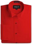 OmegaTux Mens Formal Wing Collar Tuxedo Shirt, 1/4" Pleat, Red, 13.5" Neck 31" Sleeve