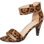 Bella Marie Elysa Women's Open Toe Ankle Strappy Heel Sandal Leopard Suede Size: 6.5 UK