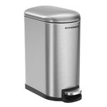 SONGMICS Slim Rubbish Bin, 10L Pedal Bin, Steel, Removable Inner Bucket, Slow Closure, for Narrow Space, Silver LTB10NL