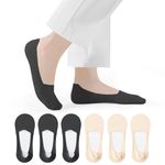 Closemate Womens No Show Socks Ultra Low Cut Liner Invisible Socks Non Slip Socks for Loafer Boat Flats 6 Pairs(3Black3Nude, Size M)