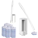 Bfirst Disposable Toilet Bowl Brush with 40Pcs Toiltet Wand Refills, Toilet Bowl Cleaner Wands,Toilet Cleaning System Starter Kit…