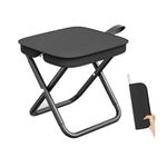 KHIZAR Portable Folding Stool 100kg Capacity Lightweight Travel Chair with Zipper Handbag Compact Foldable Seat for Camping Hiking Fishing Queue Outdoor Events Picnic Garden Stool (Black)