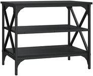 Industrial TV Stand, TV Cabinet with 3 Tier Storage Shelves for Living Room, Entertainment Center TV Console Table with Metal Frame, Black 60x40x50 cm Engineered Wood