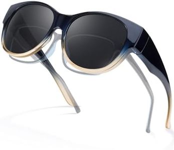 LVIOE Fitover Lunettes de soleil polarisées pour femme, monture ronde tendance, protection UV, A13 Bleu clair/Gris