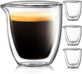 Easy Pour Espresso Cups Set of 4 – Insulated Coffee Shot Glasses with Spout (2.6 oz)