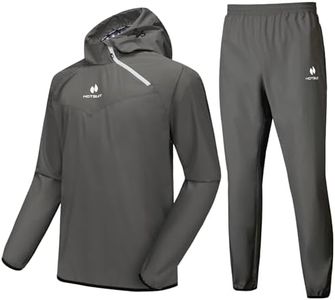 HOTSUIT Sauna Suit for Men Sweat Sauna Jacket Pant Gym Workout Sweat Suits, Dark Gray, L