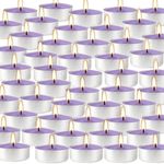 100 Pack Tea Lights Scented Candles Set, Lavender Mini Votive Candles Bulk, for Anniversaries Weddings Meditation, 4 Hour Burn Time（Purple）…