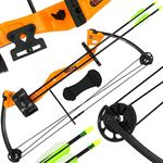 Compound Archery Bow & Arrow Set 15-29lbs Adjustable Draw Power Beginners Aduls Youths Orange