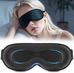 100% Blackout Sleep Mask for Women Men, Zero Eye Pressure Eye Mask, Sleeping Mask for Side Sleepers, Lycra Fabric 3D Contoured Cup Blindfold with Adjustable Strap for Home/Work,3D Black