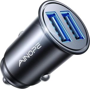 AINOPE Chargeur Allume Cigare USB [Ultra Compact d'Aluminium Alliage] Rapide Chargeur Voiture 24W/4.8A USB en Charge Rapide Chargeur Voiture pour iPhone 16/15/14/ Plus Pro Max, iPad (Black)