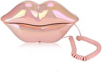 Corded Landline Phone,WX-3016 Desktop Mouth's Lips Shape Telephone,Novelty Sexy Lip Phone Best Gift for Lovers and Friends(Electroplated Pink/Purple)(Pink)