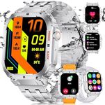 LIGE Smart Watch for Men, 1.96" Military Smart Watch with with Bluetooth Call Blood Oxygen Heart Rate Sleep Fitness Tracker, Built-in DIY Dial 123 Sport Modes Fitness Watch for Android iOS Silver