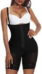 YIANNA Shapewear for Women Tummy Control Fajas Colombianas Body Shaper Butt Lifter Thigh Slimmer with Zipper Crotch, 3-Black (Front Hook), X-Small, (YA7243-Black-XS)