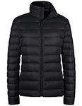 wantdo Women's Lightweight Down Jacket Packable Short Down Coat (Black, Medium)