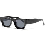 GOGLASSIC Vintage V1 Unisex Square Sunglasses, Black, UV400 Protection, Matte Finish, Free Size