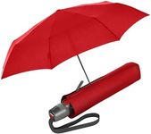 Knirps T.200 Medium Duomatic Automatic Open Close Rain Umbrella for Adults - Portable Weather Protection - Compact, Fits in Backpack or Purse, Retractable with Carrying Case, Red, 97cm Diameter