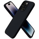 ORNARTO Compatible with iPhone 14 Pro Case 6.1, Slim Liquid Silicone 3 Layers Full Covered Soft Gel Rubber Case Protective Cover 6.1 inch-Black