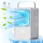 Portable Air Cooler, Quiet Evaporative Air Cooler Fan with RGB 7 LED Light 3 Speeds Modes Room Cooler, Mini Timer Fan Cooler, Desktop Personal Air Conditioner for Home, Office, Bedroom, FERRISA