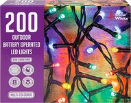 VFM - Coloured 200 LED Battery Christmas Lights - Festive Bright String Xmas Tree Wedding Fairy Lighting Indoor & Outdoor Timer Multi Function Control