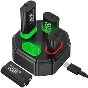 4 Pack Rechargeable Batteries for Xbox Controller,Charger Dock with 4 x 3600mWh NiMH Battery for Xbox One/Xbox Series X|S,Xbox One S/X/Elite Controller
