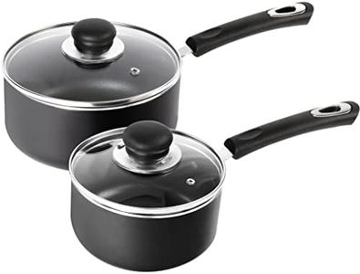 Utopia Kitchen Nonstick Saucepan Set with Lid, 1 Quart and 2 Quarts Multipurpose Pots Set for Home Kitchen or Restaurant (Grey-Black)