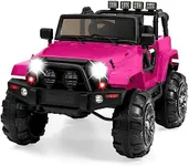 Best Choice Products Kids 12V Ride On Truck, Battery Powered Toy Car w/Spring Suspension, Remote Control, 3 Speeds, LED Lights, Bluetooth - Hot Pink