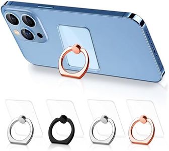 Phone Ring Holder Clear Cell Phone Ring Stand 360° Rotation Transparent Finger Ring Grip Kickstand Compatible with Samsung Android Smartphone Set of 4-Rose Gold Black Silver by Piktime