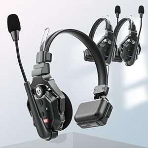Hollyland Solidcom C1 Full-Duplex 3 Users Wireless Headset Intercom System 1100ft Single Ear Headset Headphone Microphone with 6 Batteries & Replaceable Earpads