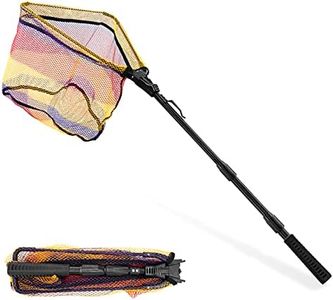 KOMCLUB Telescoping Fishing Net, Foldable Pole Handle Fish Landing Net with Rubber Coated Mesh Fly Fishing net for Easy Fish Catch and Release Freshwater and Saltwater Men Women Kids