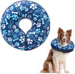 SCENEREAL Dog Cone Alternative After Surgery Donut Collar, Soft Pet Recovery Pillow Collar for Medium Large Dogs, Inflatable Adjustable Neck Collars to Prevent Licking, Bone and Paw Print E-Collars