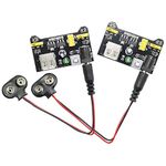 Super Debug 2pcs Breadboard Power Supply Module MB102 & DC 2.1X 5.5mm Male Plug Cable Set with 9v Battery Clips Clamps for Arduino