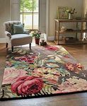 ADA RUGS Export Quality Handmade Tuffted Blended Pure Woollen Thick Geometrical Carpet for Living Room Bedroom & Hall 8 X 10 Feet Color Multi