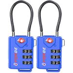 Forge-Unisex Adult Bright Colors, TSA Approved Cable Luggage Locks 2 Pack Blue, Re Settable Combination with Alloy Body One_Size Blue 2 Pack